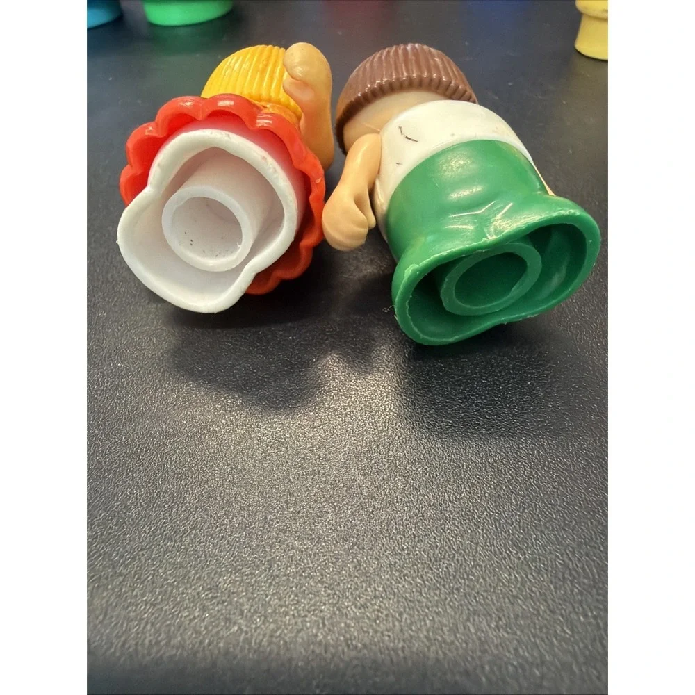 Vintage Playskool Lil Playmates Little People Green Red Posable Play Kid Toys